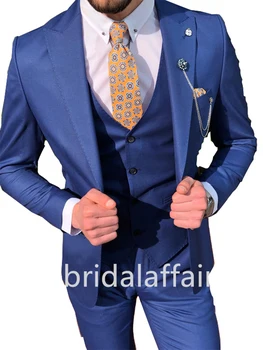 Bridalaffair 2023 Мъжки костюм Формален бизнес Костюм от три части За младоженеца, сватбена рокля, приталенные комплекти (яке + панталон + елек)