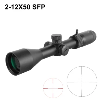 оптичен мерник пневматичен пистолет с дълъг терен за очи 2-12X50 SFP оптични прицели за стрелково оръжие, използван в ловни прицелах за пневматични оръжия