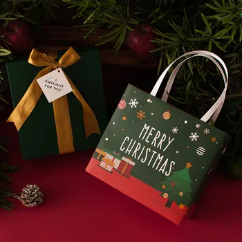 5шт Подарък Пакети весела Коледа Коледна Елха от Хартия и Опаковъчен Пакет Снежинка Коледен Подарък Кутия за Нова Година 2021 Детски Спомени Чанта Noel Decor