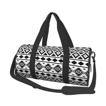 Пътни чанти Aztec Essence Ptn III черен цвят на бял фон, мъжка чанта за фитнес, цилиндрична чанта през рамо, дамски голяма пътна чанта-тоут, багажная чанта