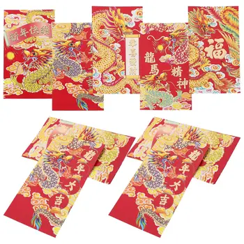 30шт Червени пликове в Годината на Дракона Хунбао, Червени пликове в китайски стил, Коледни Парични пакети, Щастливи Пари чанти Смесен стил
