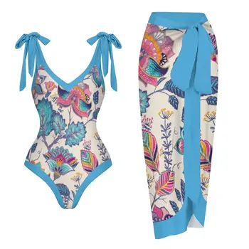 2023 Женски Ретро Цял бански с дълбоко V-образно деколте, Празнична Плажно облекло с отворен гръб, Дизайнерски бански костюми, Летни Дрехи за сърфиране