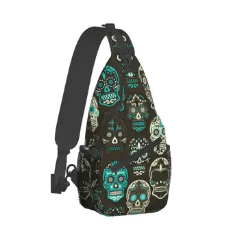 Хипстерский Череп на Смърт, Готическата чанта-прашка през рамо, нагрудная чанта с принтом, Раница на рамо Раница за туризъм, Пътна чанта за книги